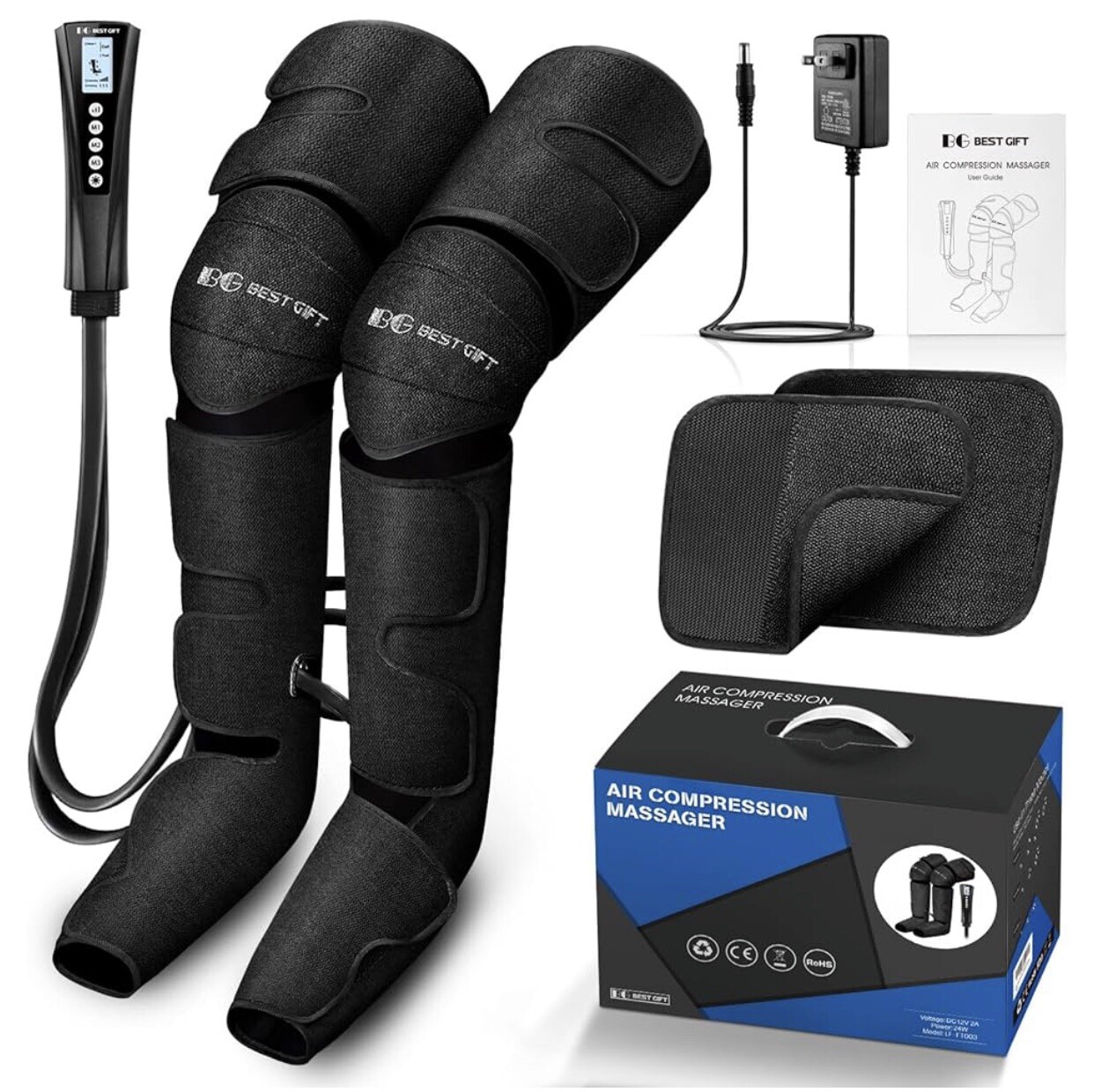 Air Compression Massager with Heat for Foot,Leg,Calf,Thigh and Knee A1