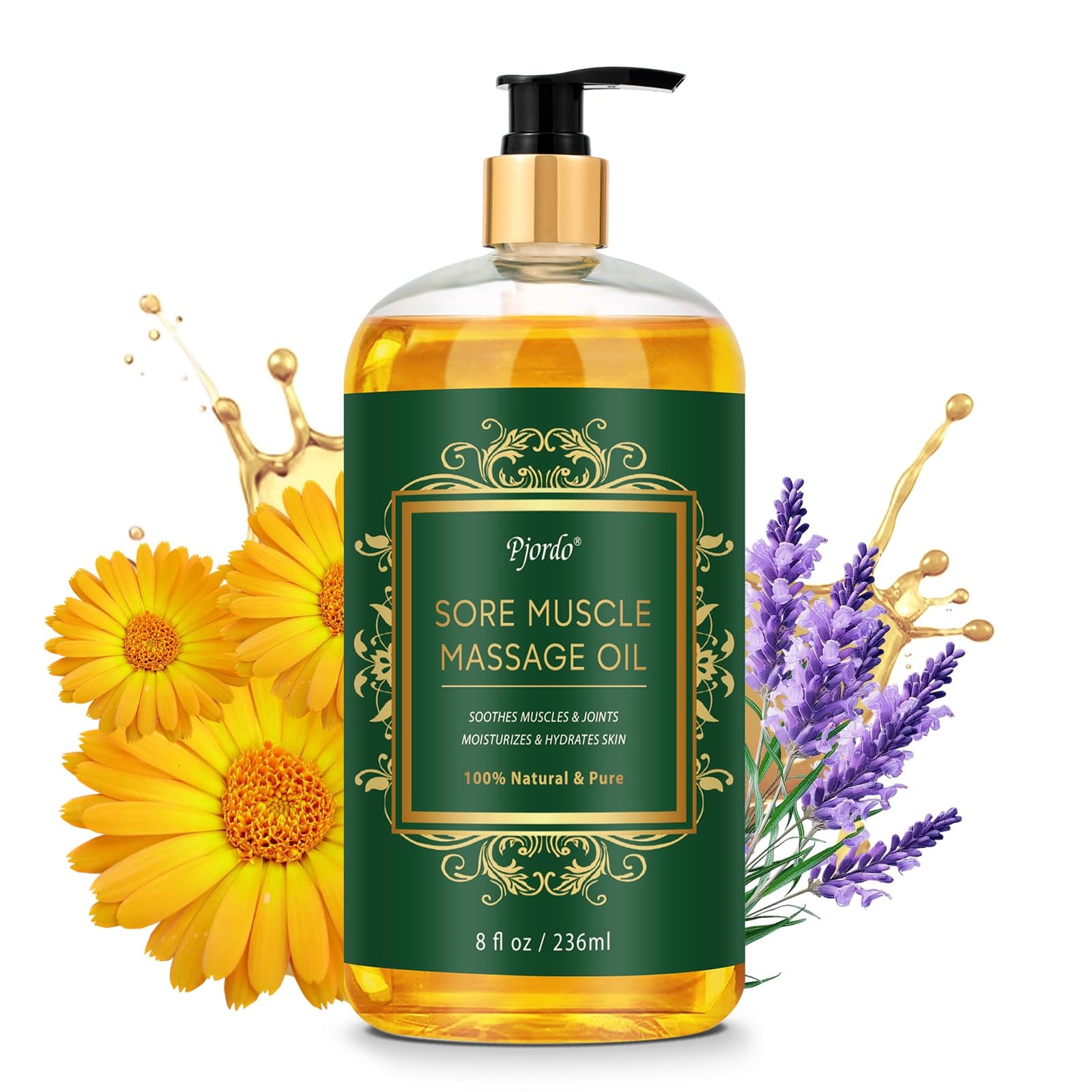 Sore Muscle Massage Oil for Massage Therapy, 8 FL OZ Natural Body Massage Oil…