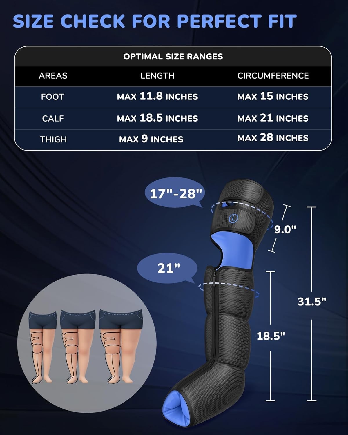 Leg Massager with Heat and Compression Sequential Compression Boots 6 Modes.