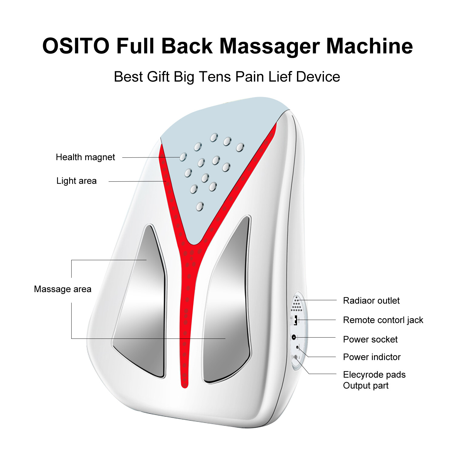 Electric Back Waist Massager Tens Unit with Heated Pulsed Therapy Pain Relief