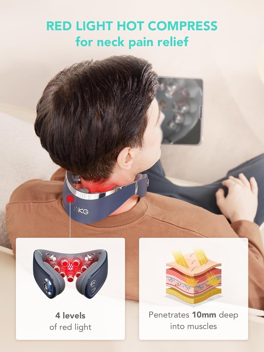 【SKG Official】G7 PRO FOLD Neck Massager with Heat, Portable Wireless Foldable