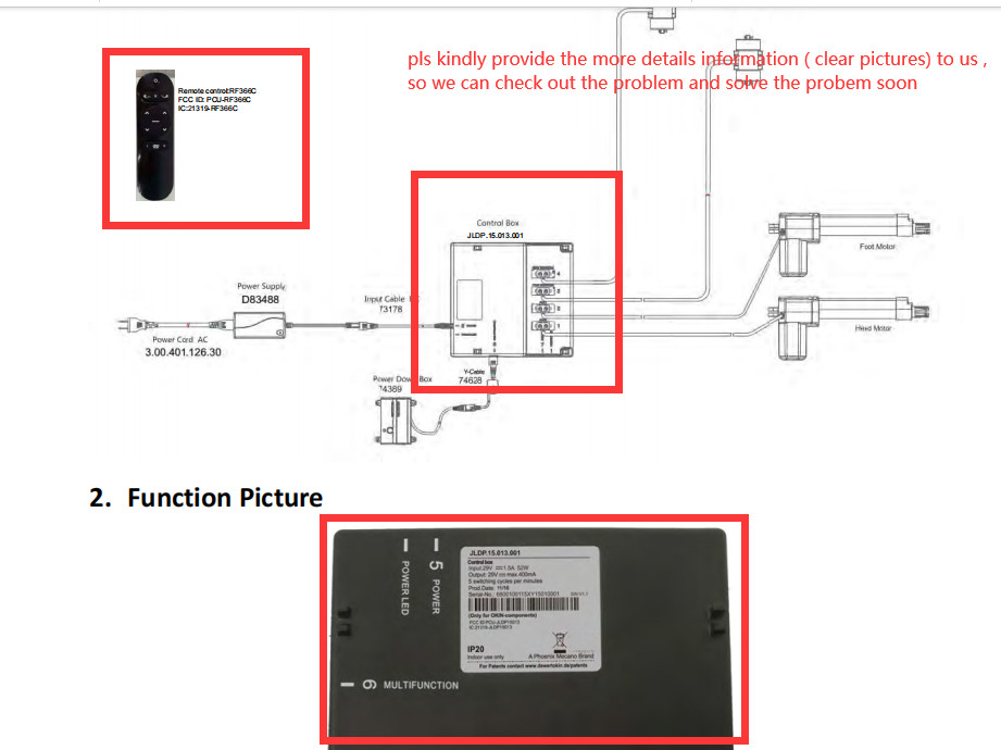 Universal Remote Control For Costway EP24938 HJA58 ML190 Adjustable bed base