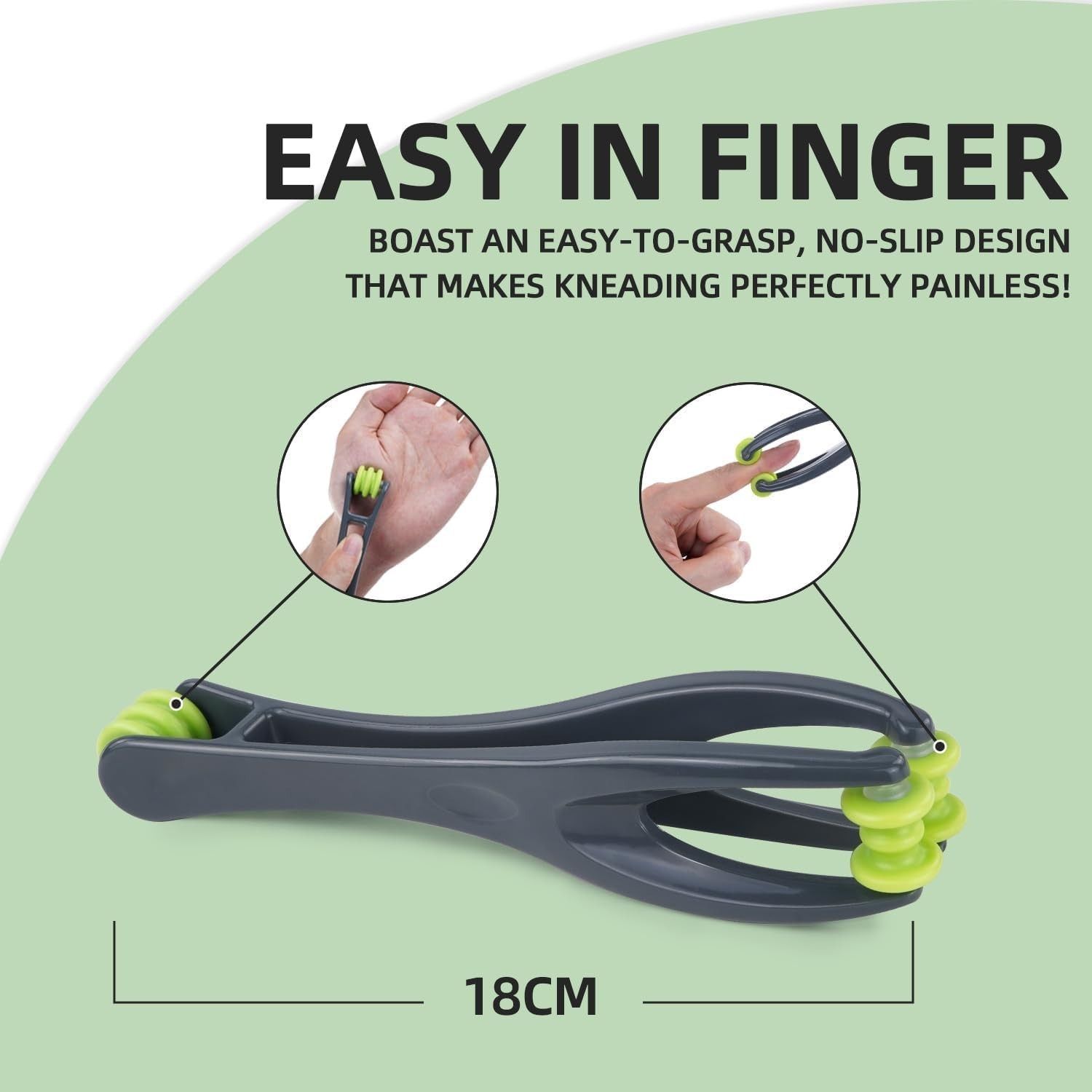 2 in 1 Finger Hand Massager Roller with 5PCS Acupressure Rings Stress Relief Set