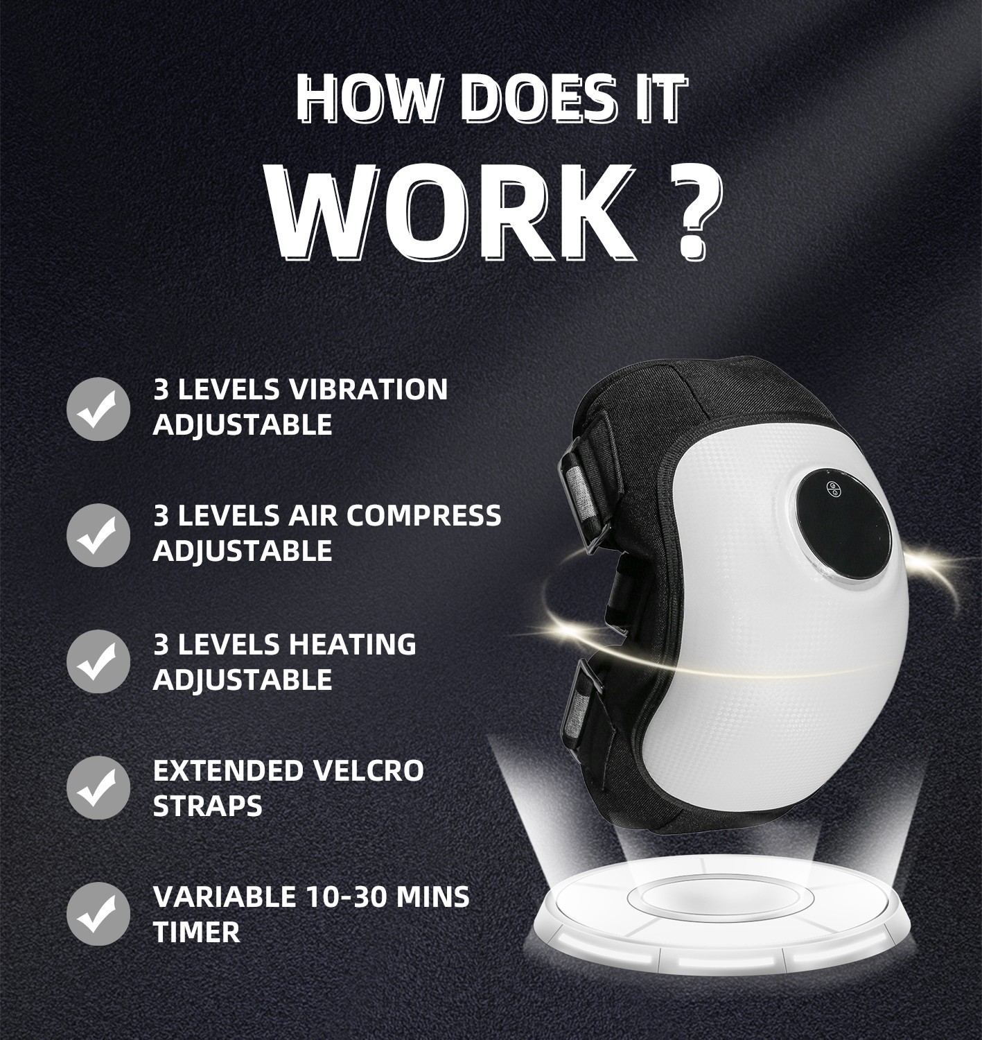 Wireless Knee Massager for Pain Relief with Heat and Airbag Wave Compression