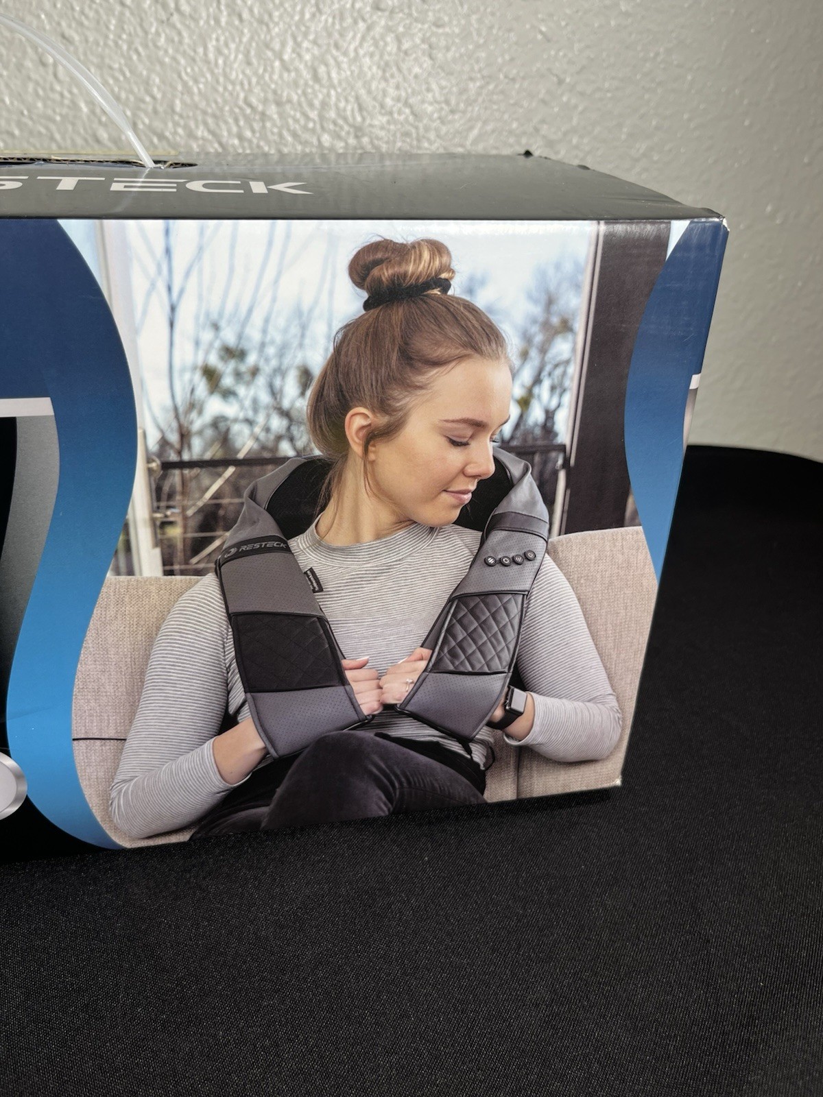RESTECK Shiatsu Neck & Back Massager Black w Heat, Auto Shutdown, Durable SEALED