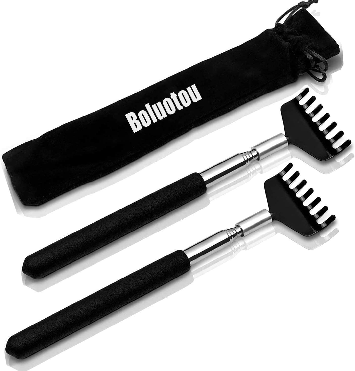 2 Pack Portable Extendable Back Scratcher, Stainless Steel Telescoping Back S…