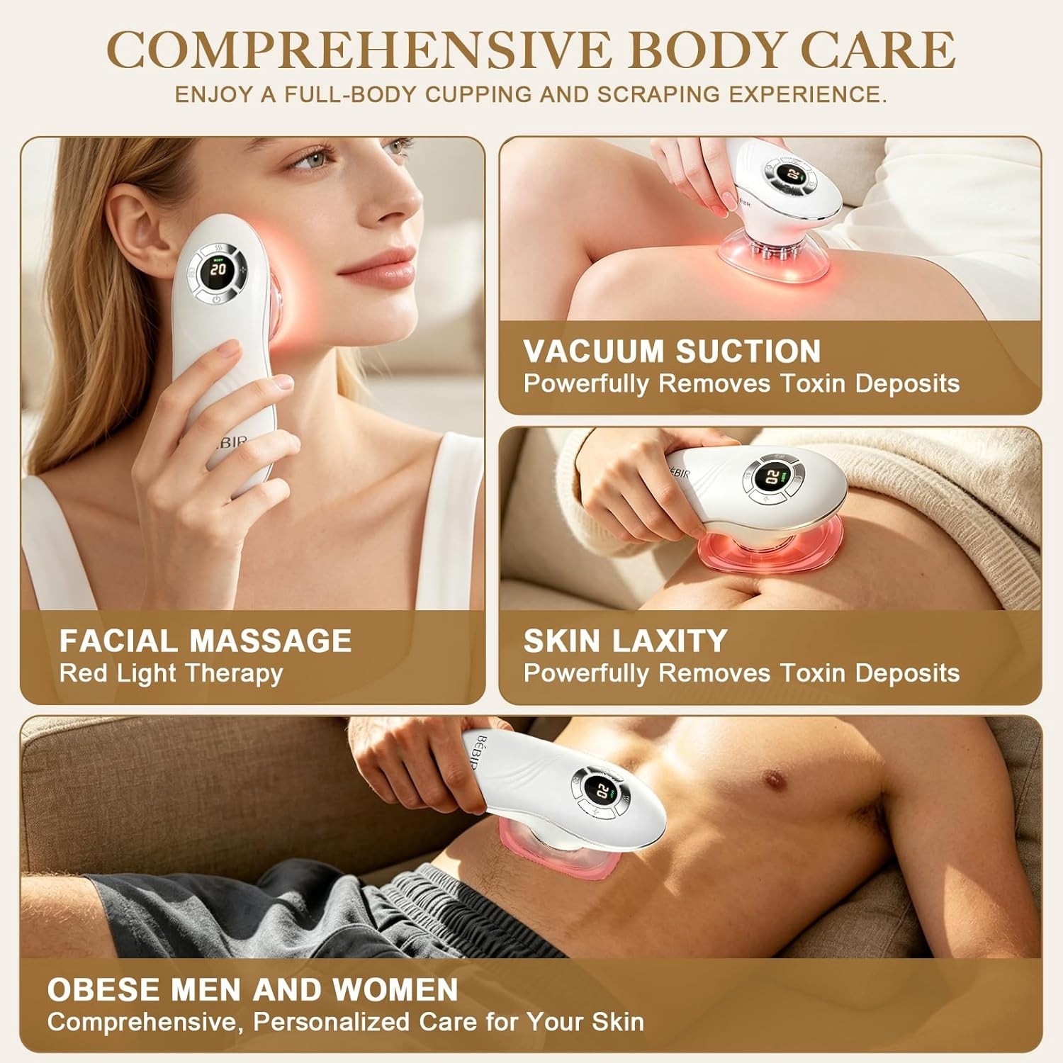 Electric Cupping & Gua Sha Massager, 3-in-1 Cellulite Remover for Legs, Lymph…