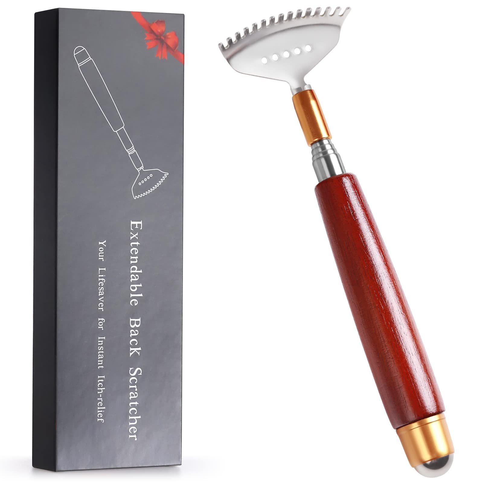 Aznrszy Back Scratcher for Women Men Adults Extendable with 1 Count, Dark Red