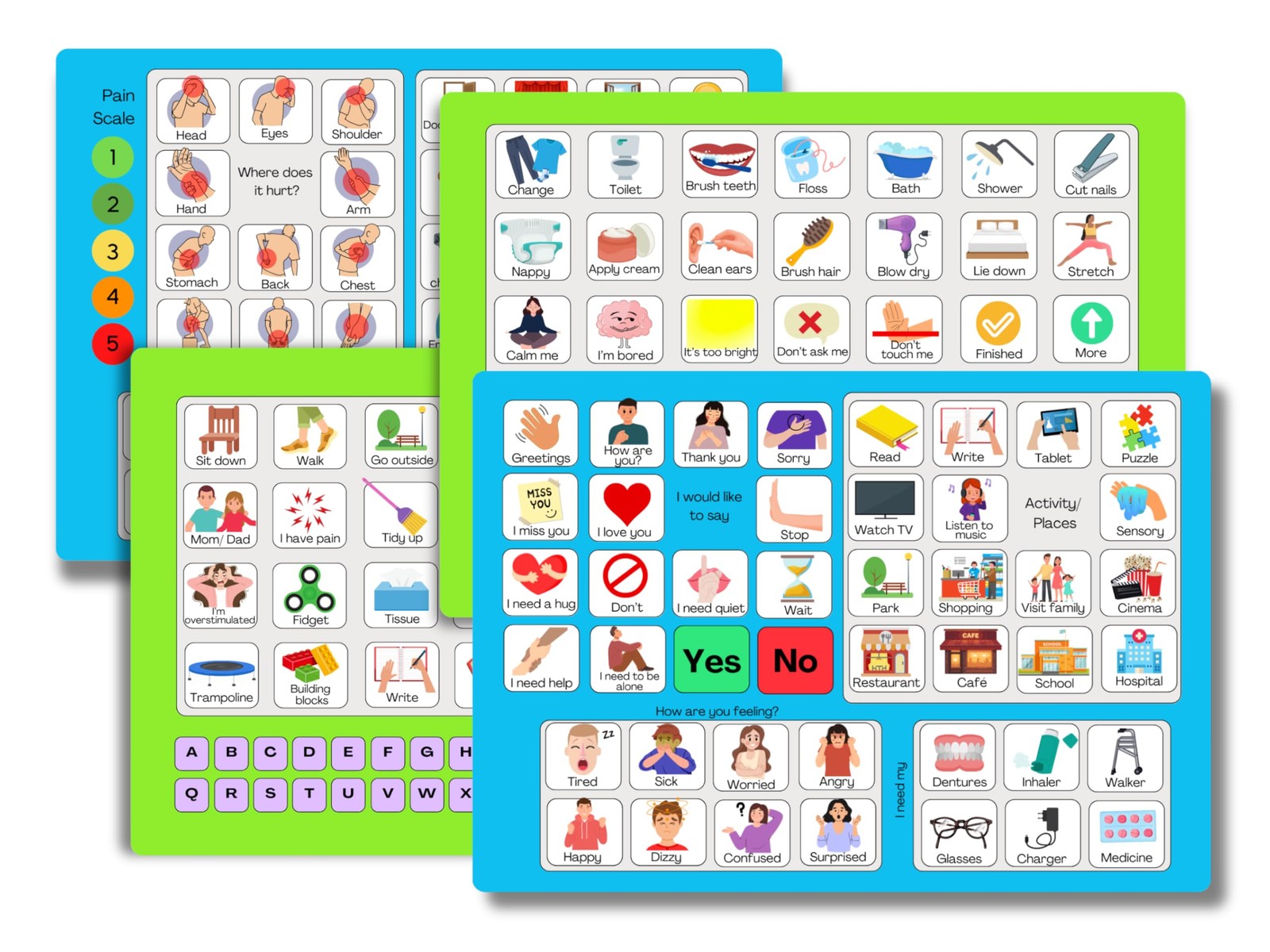 Plastic Communication Boards Set- Non Verbal Aid for Autism Kids and Adults A…