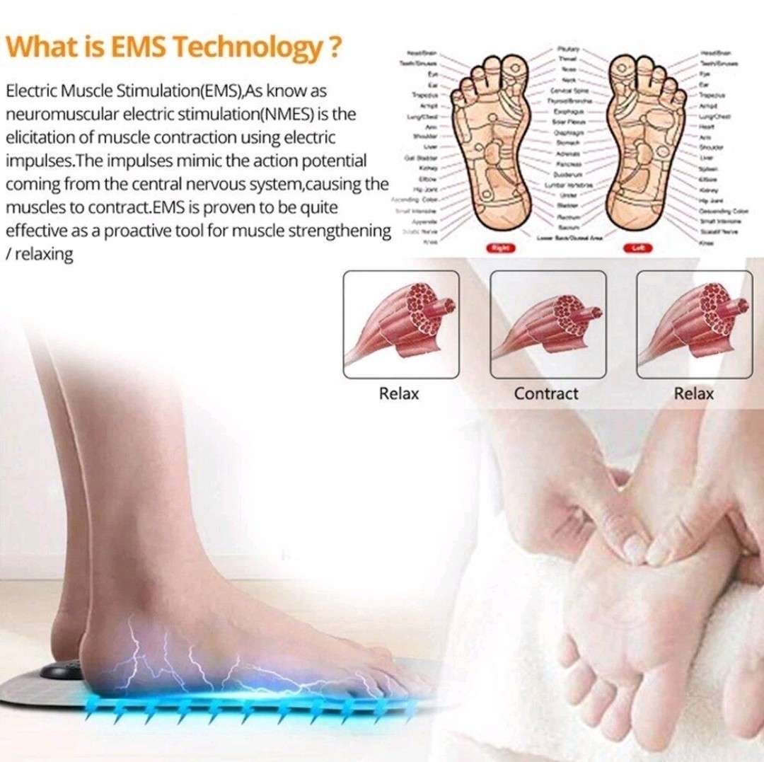 Portable Electric Foot Massager Pad EMS 6 Modes 9 Intensity Levels