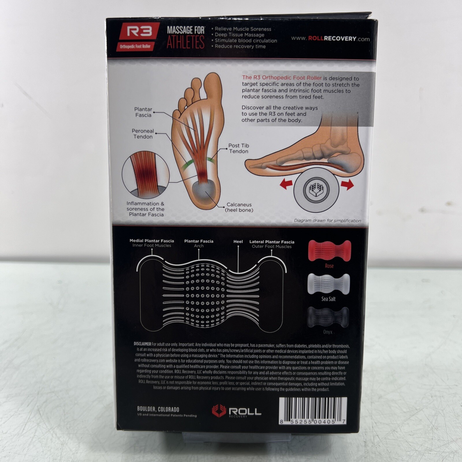 ROLL Recovery R3 (Onyx Black) – Orthopedic Foot & Plantar Fascia Massage Roller