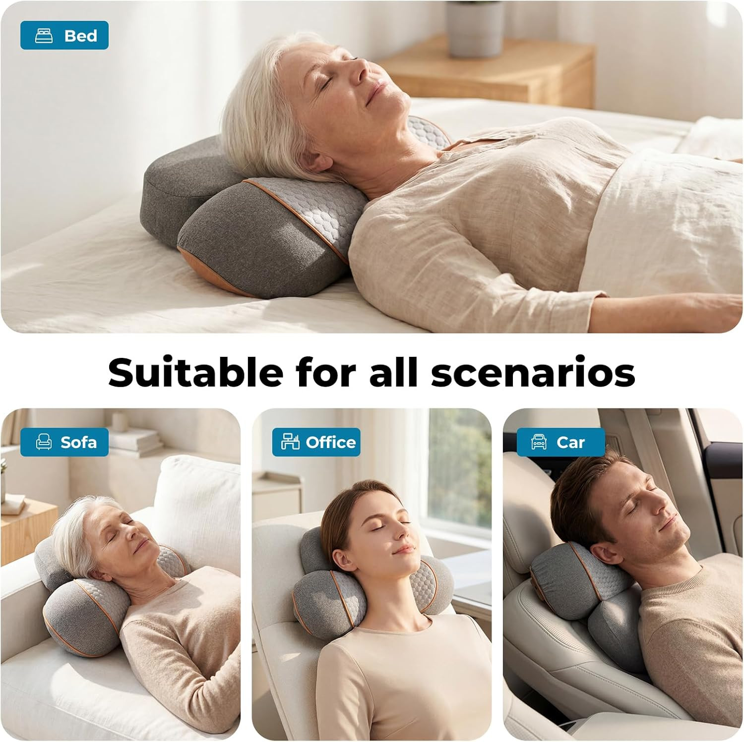 Freebody 3-in-1 Neck Massager Pillow with Heat & Massage, Ergonomic Neck Support