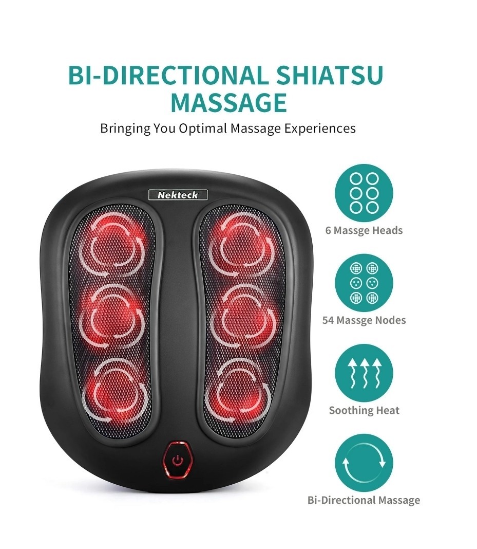 Nekteck Foot Massager with Heat, Shiatsu Heated Electric Kneading New in Box