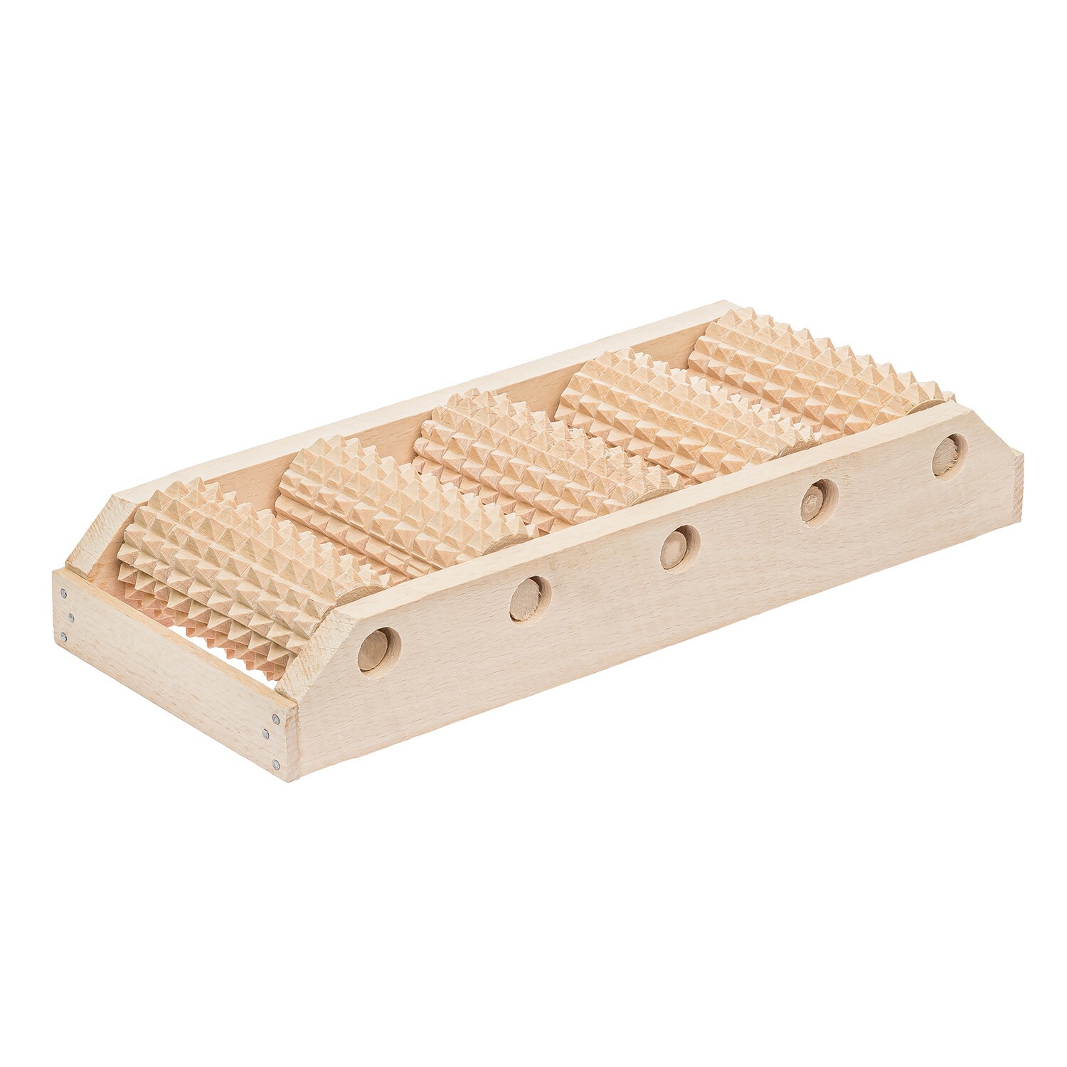 Wooden Foot Massager, 5 Rollers for One Foot, 31×12.5×5 cm (12.2×4.9×2 in)