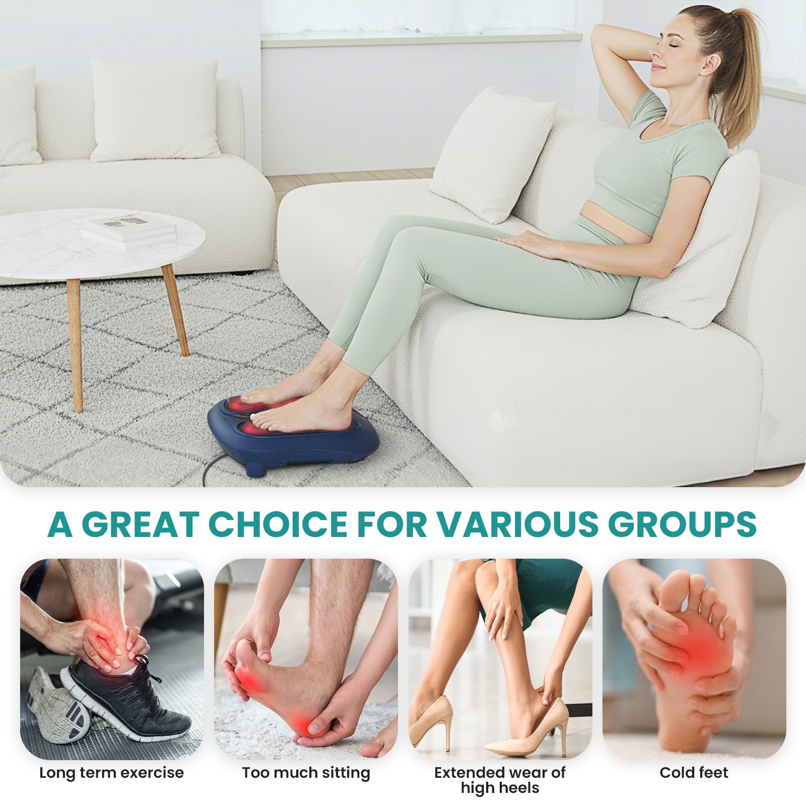 Nekteck Foot Massager with Heat, Shiatsu for Neuropathy, Blue