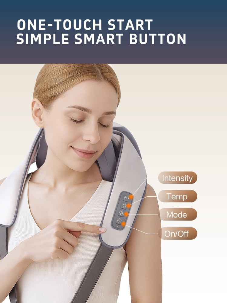 OSMING Shiatsu Neck and Shoulder Massager with Heat, 6D Deep Tissue Massager …