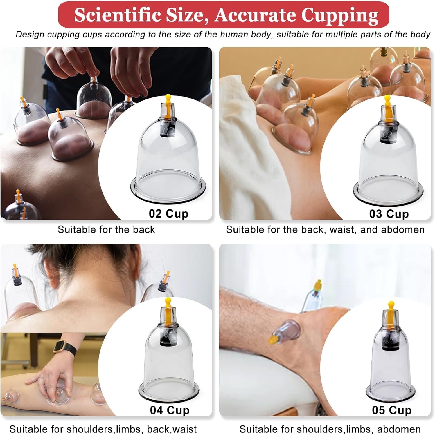 Cupping Therapy Set 19 Massage Cups for Back Pain Relief Physical with Hand Pump