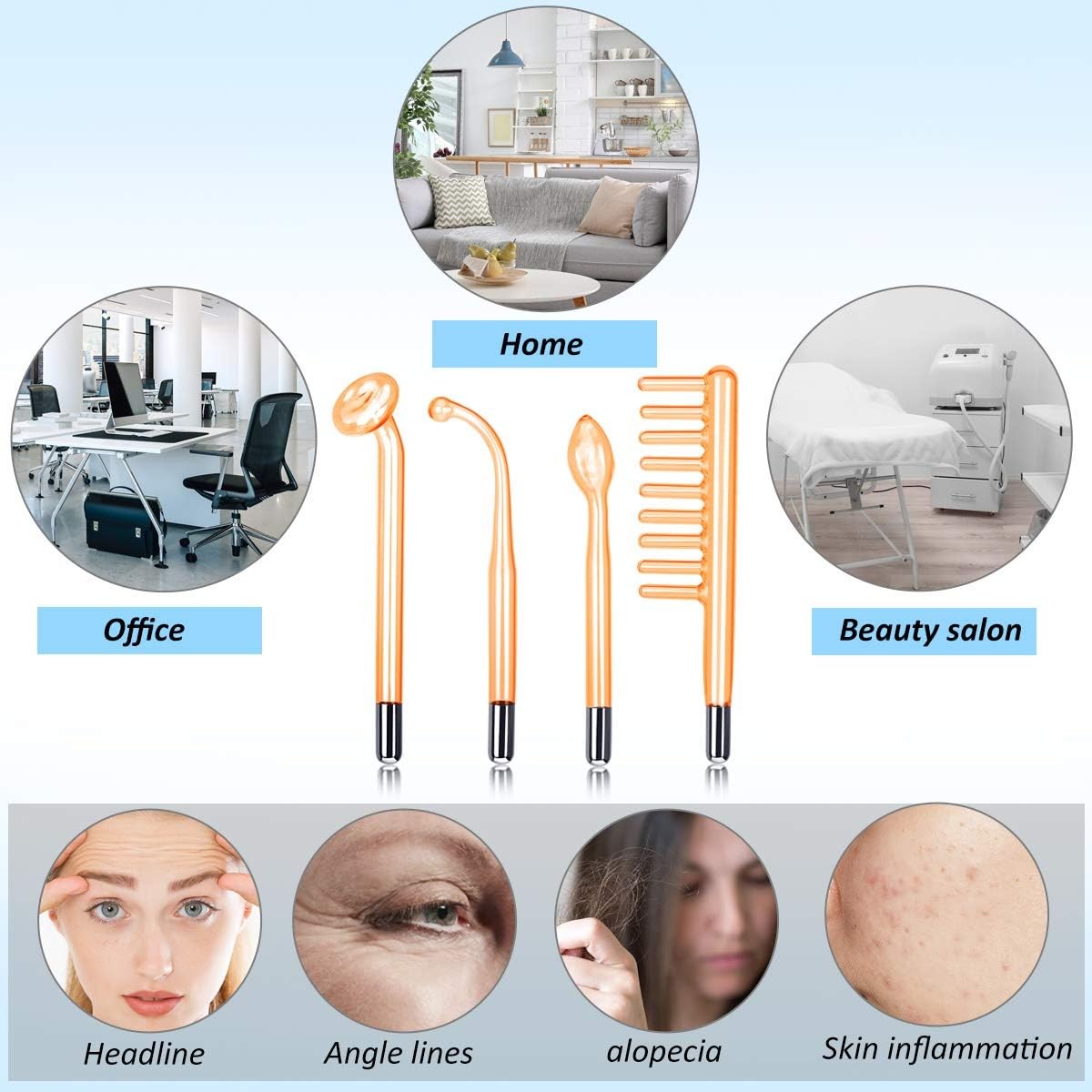 4 In 1 Electric Therapy Facial Wand Machine Skin Care Treatment Scalp Massage