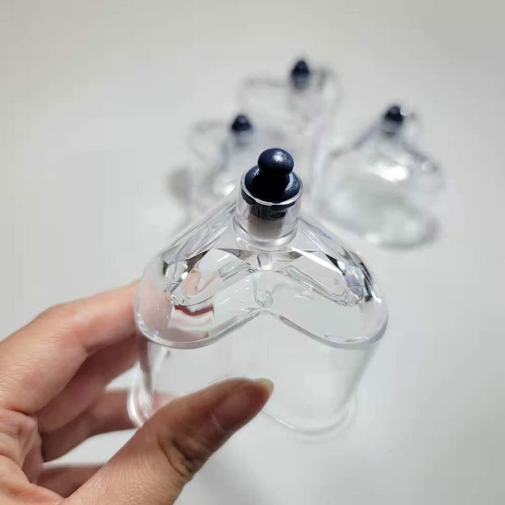 4 Pcs Love Heart Vacuum Cup Set Suction Device Cupping Massage Therapy Cans Jars